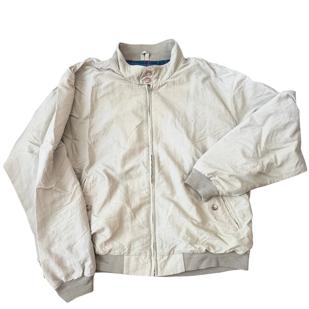 Vintage LL‎ Bean Mens L Harrington Bomber Jacket Khaki Distressed Gorpcore